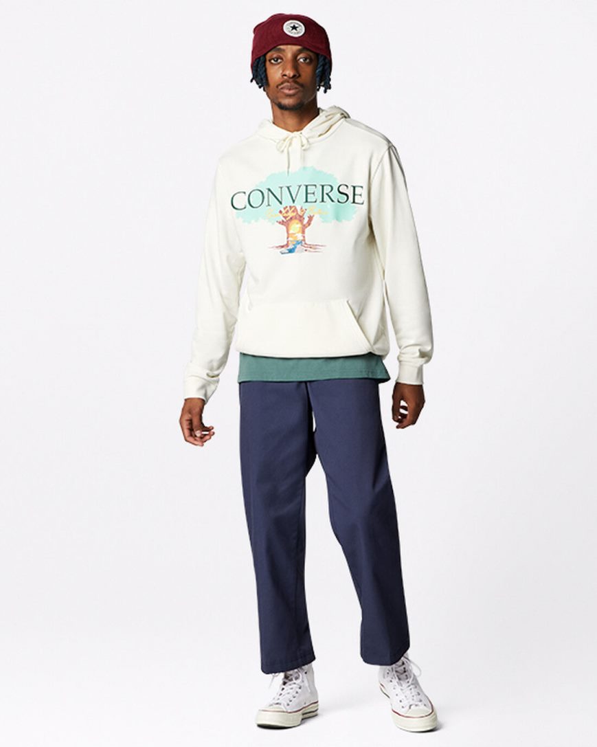 Men's Converse Tree of Life Pullover Hoodie Beige | AU 8940EM